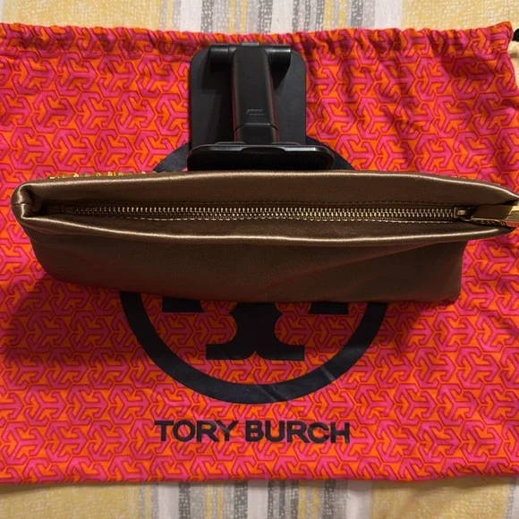 Tory Burch Metallic Gold and Rich Brown Clutch - Picture 5 of 5